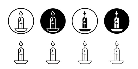 Easter candle icon Flat fill set collection
