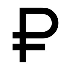 Obraz premium Black Ruble Symbol on White Background for Finance Websites, Economic Blogs, Currency Design, and Digital Payment Content