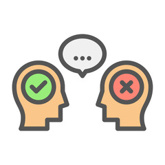 debate filled outline icon. argue color line illustration.
