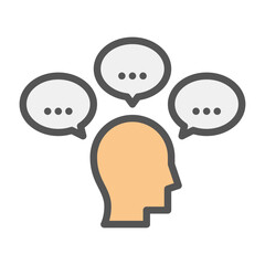 think filled outline icon. overthinking color line illustration.