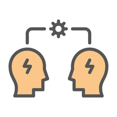 conflict management filled outline icon. discussion color line illustration.