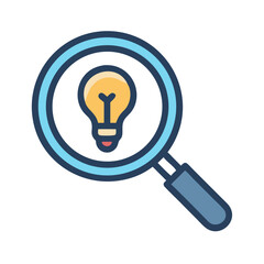 Magnifying Glass with Light Bulb Icon Design