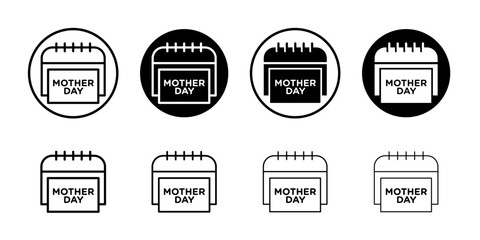 Mothers day calendar icon Flat fill set collection