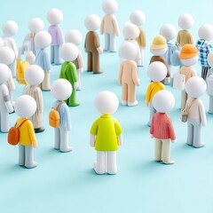 Group of Diverse 3D Characters Standing Together in Casual Attire