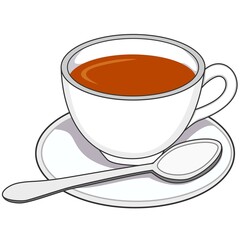 cup of tea, vector illustration of a white mug with tea