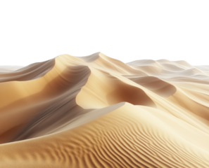 Desert sand dunes arabian desert natural landscape daylight isolated on transparent background, png