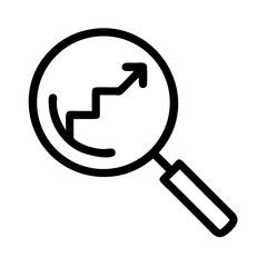 Magnifying Glass with Stair Arrow Icon Design