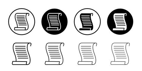 Scroll papyrus paper icon Flat fill set collection