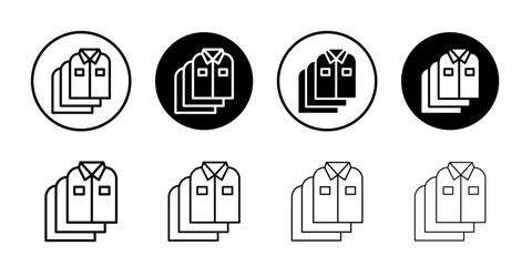 Stack of folded shirts icon Flat fill set collection