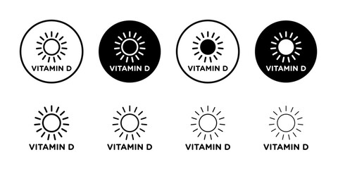 Vitamin d icon Flat fill set collection