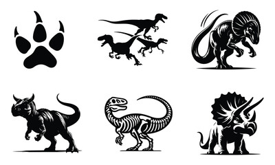Ferocious Dinosaur Silhouettes – Prehistoric Predator Vector Set
