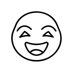 Fototapeta premium Excited face icon with joyful expression on simple background