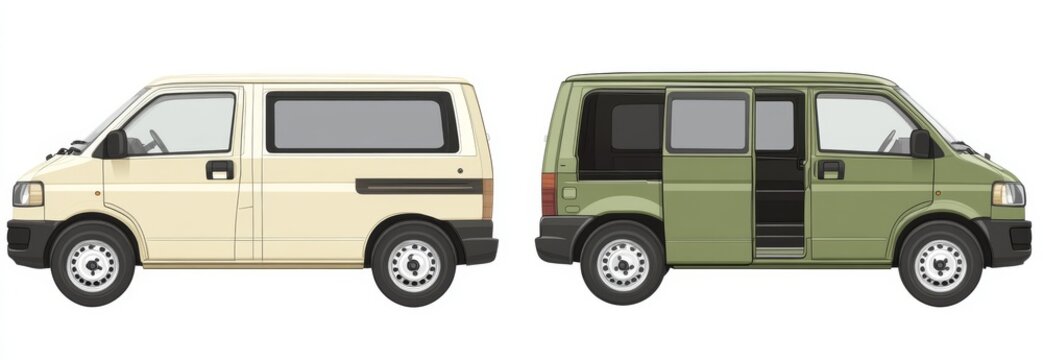 A modern illustration of a minivan, displaying its side and back with the doors and trunk open