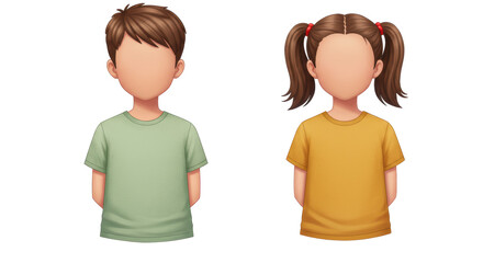 Isolated Faceless Boy and Girl