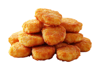 Fried chicken nuggets cooking process kitchen food home isolated on transparent background, png