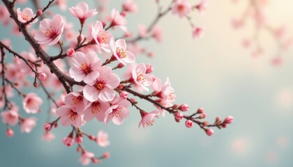 Fototapeta premium Delicate Pink Blossom Branches in Springtime Nature's Beauty in Full Bloom