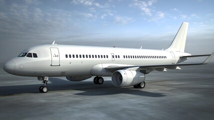 Obraz premium Large Fast Efficient Commercial Jet Aircraft on Airport Runway