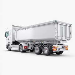 Modern White Truck with Empty Cargo Area on Isolated Background
