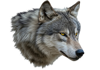 Fototapeta premium Isolated Gray Wolf Head with Intense Gaze