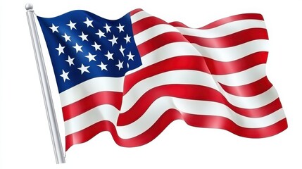 Obraz premium Watercolor USA flag on white background . Voting, memorial day, labor day ,election. PNG illustration