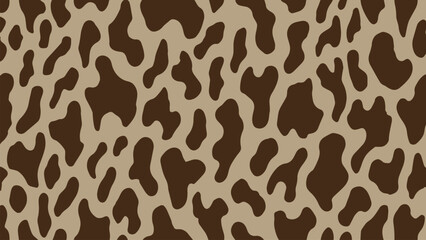 Vector cow print seamless pattern. Abstract brown irregular spots. Minimalist cow skin texture with hand drawn design. Farm animal print
