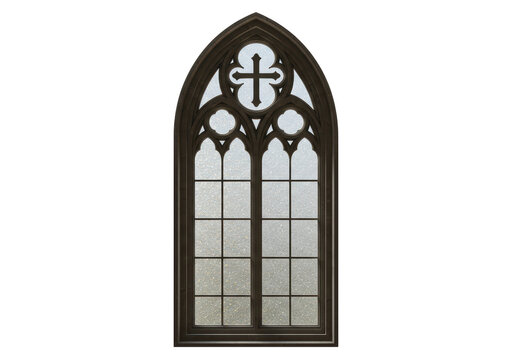 Isolated Gothic Window with Cross Motif