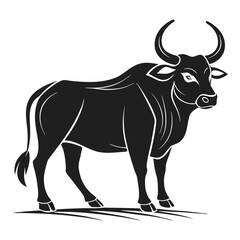 Majestic Indian Ox in Silhouette Bold and Simple Design