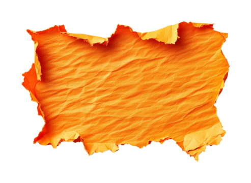 Crumpled orange paper texture abstract digital isolated on transparent background, png