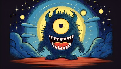 Fototapeta premium halloween monster with a skull