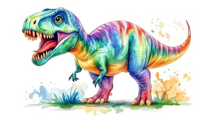 Fototapeta premium Colorful Cute Pastel Tyrannosaurus Rex Dinosaur Illustration