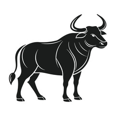 Black Silhouette of Indian Ox Majestic Livestock Illustration