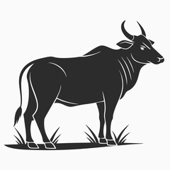 Bold Indian Ox Silhouette Minimalist Rural Strength Symbol