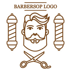 Barbershop Emblem. Minimalistic Linear Barbershop Logo