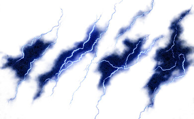 Blue lightning on a transparent background