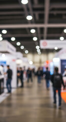 Blurred Business Expo: People, Trade Show, Convention, Exhibition, Conference Scene, Crowd, Hall, Event.