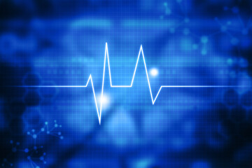 Ecg graph on abstract scientific background. 3d illustration.