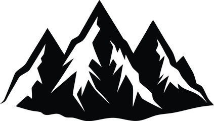 Fototapeta premium Minimalist Mountain Silhouette – Jagged Peaks and Rugged Terrain in Black and White Graphic 
