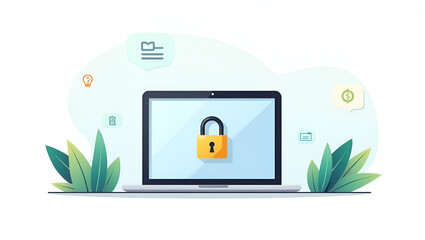 Flat Vector Illustrations: Visualizing Cybersecurity Regulations, Compliance Measures, and Risk Management for Secure Digital Operations in a Cute, Smart Business Style