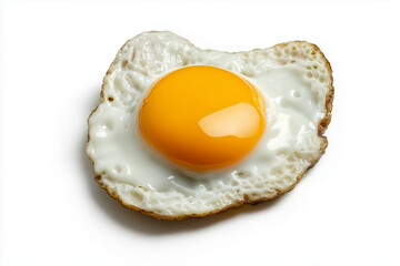 Realistic plastic figurines of fried egg, isolated, closeup	
