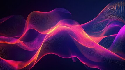 Obraz premium 3d render, abstract futuristic neon background with glowing ascending lines. Fantastic wallpaper illustration