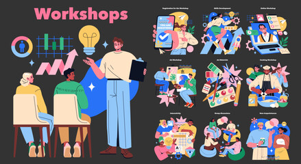 Workshops. Flat Vector Illustration