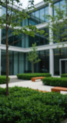  Serene Office Courtyard: Green Oasis, Modern Architecture, Tranquil Escape, Urban Nature, Fresh Air, & Relaxation!