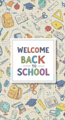 Obraz premium Welcome Back to School! Hand-Drawn School Supplies & Learning Fun - Perfect for Education, Students & Teachers!