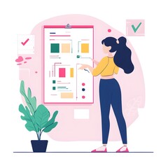 Strategic planning session office infographic display modern environment front view effective strategies