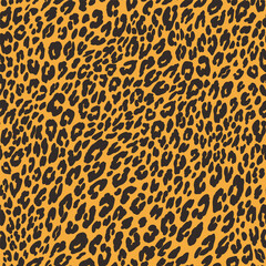 Hand drawn leopard vector seamless pattern. Allover animal skin fashion print for fabric, paper, textile, stationery, package, graphic design. Wild cat, nature, panther repeated background