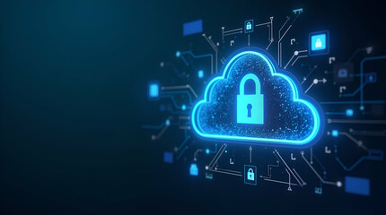 Robust Cloud Security Solutions: Enterprise-Level Protection with Multi-Factor Authentication, Advanced Encryption, and Proactive Threat Management for Digital Resilience - Photo Stock Concept