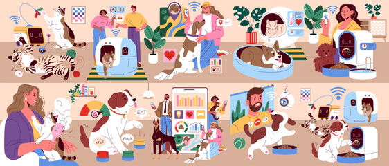 Pet Gadgets. Flat Vector Illustration