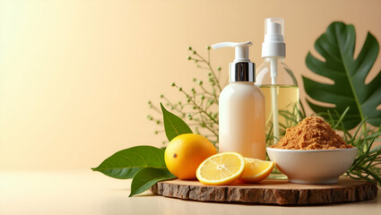 Innovative Cosmetic Ingredient Displays: Emphasizing Organic Components & Cutting-Edge Formulations for Brand Authenticity in Photo Stock Concepts