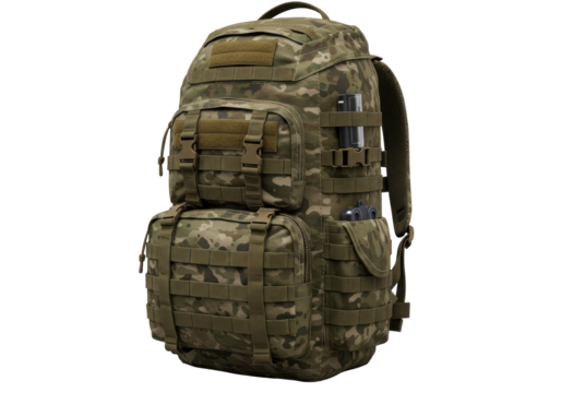 Isolated Camouflage Tactical Backpack with Molle System