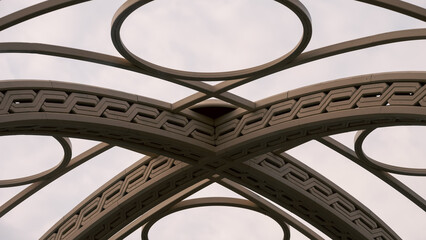 part of an antique stone structure and a fragment of the classical decoration of the building